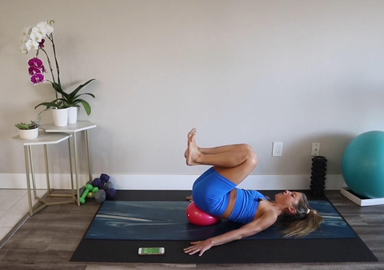 Double Leg Reach Pilates Mini Ball workout