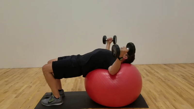 Dumbbell Fly on Exercise Ball