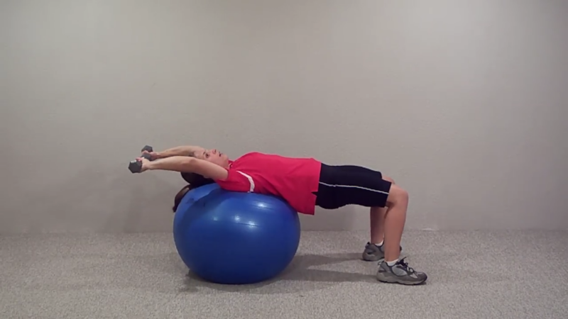 Dumbbell Pullover on Exercise Ball