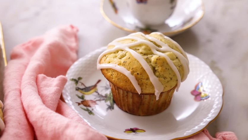 A plate of lemon poppy seed muffin