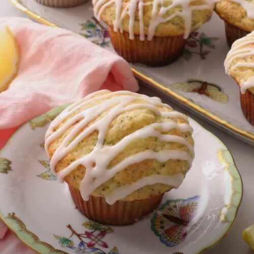 Freshly baked lemon poppy seed muffins