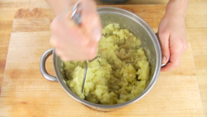 mashing potatoes