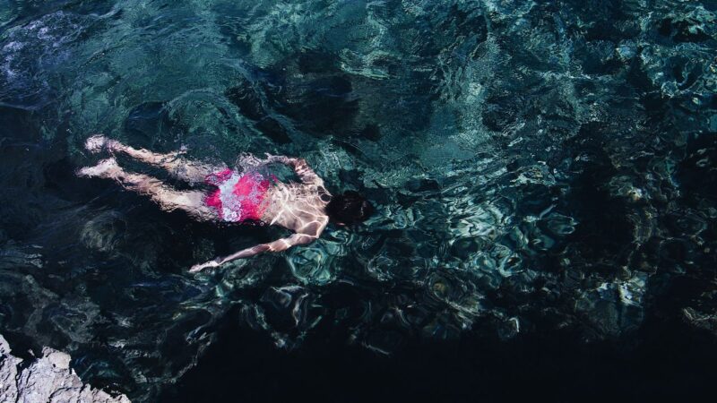 swimming in the lake