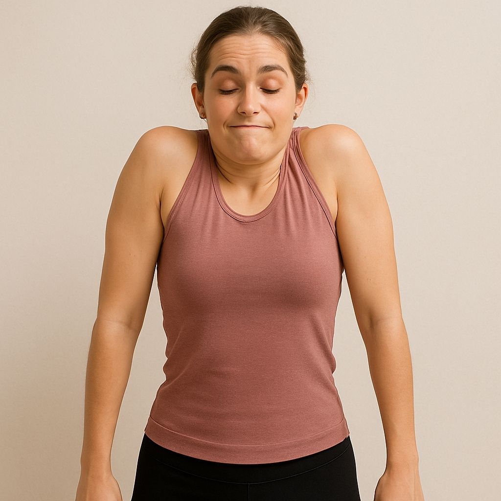 Woman lifting her shoulders in a controlled shoulder roll