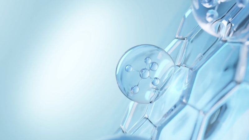 3D molecular structure illustration representing collagen fibers and skin support structure